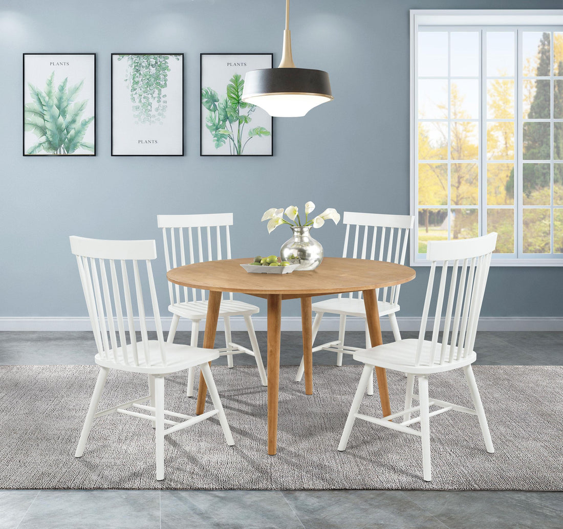 Andrews 5-piece Round Dining Table Set Light Ash and White - 122500-S5W
