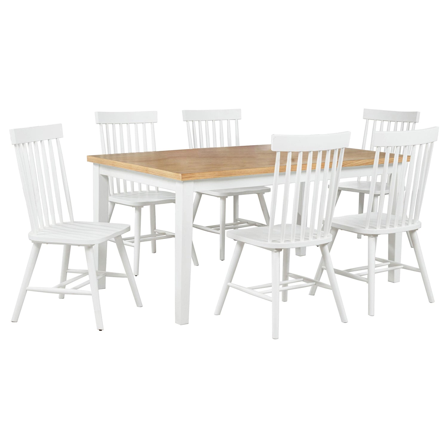 Andrews 7-piece Rectangular Dining Set Light Ash and White - 122501-S7W