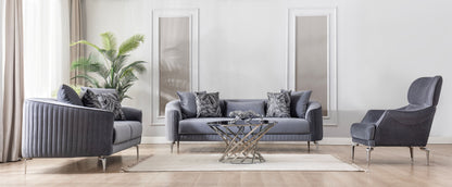 Angela Gray Velvet Sofa 91" &amp; Loveseat 71" - ANGELAGRY-SL