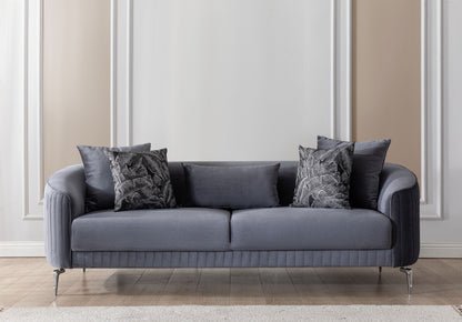 Angela Gray Velvet Sofa 91" &amp; Loveseat 71" - ANGELAGRY-SL