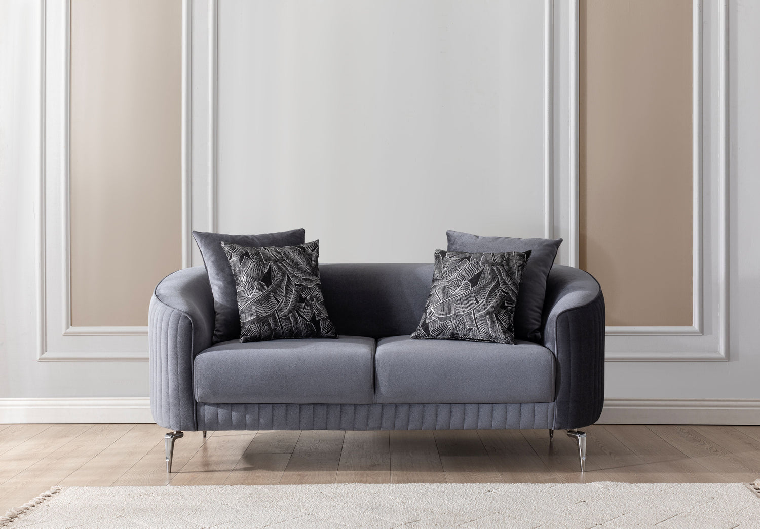 Angela Gray Velvet Sofa 91" &amp; Loveseat 71" - ANGELAGRY-SL