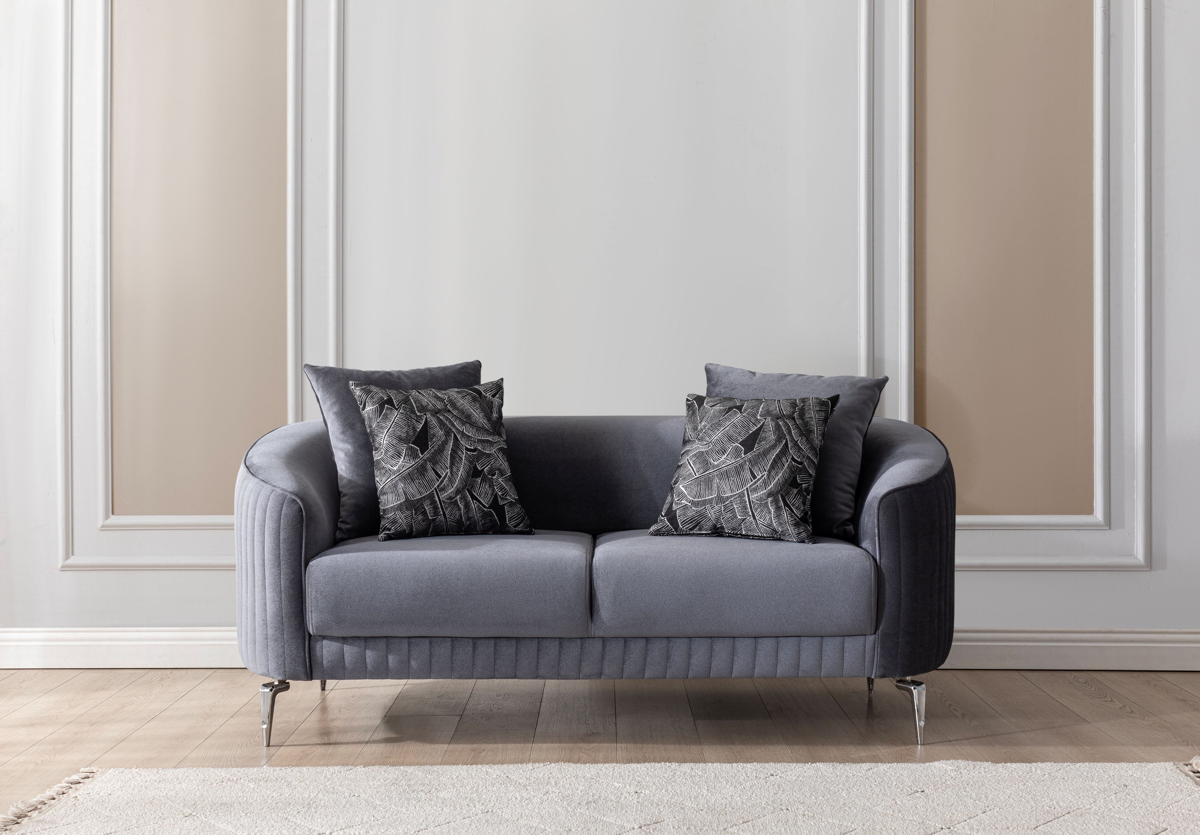 Angela Gray Velvet Sofa 91" &amp; Loveseat 71" - ANGELAGRY-SL