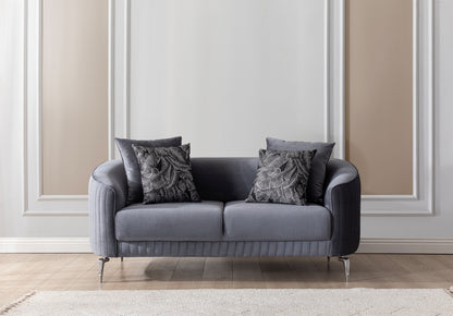 Angela Gray Velvet Sofa 91" &amp; Loveseat 71" - ANGELAGRY-SL