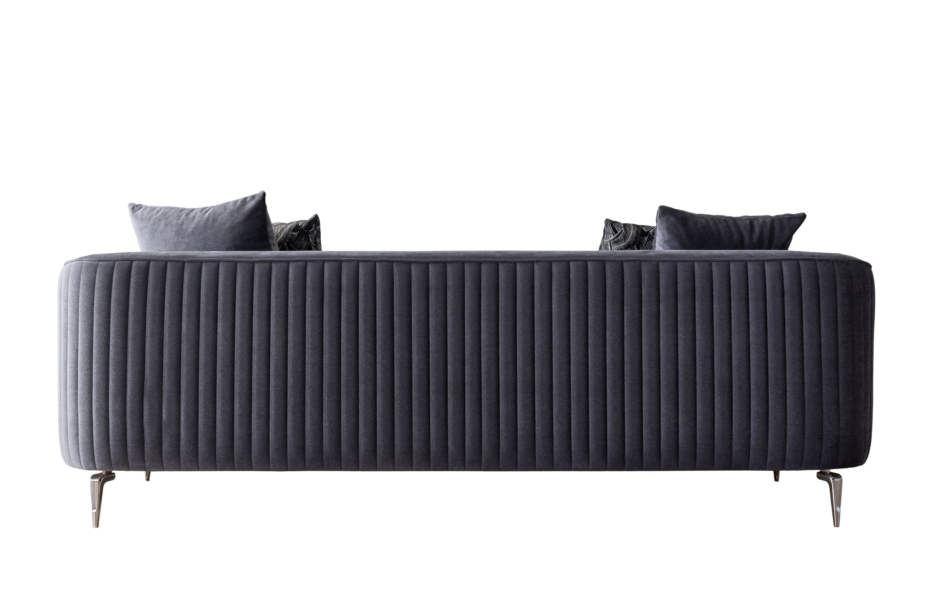 Angela Gray Velvet Sofa 91" &amp; Loveseat 71" - ANGELAGRY-SL