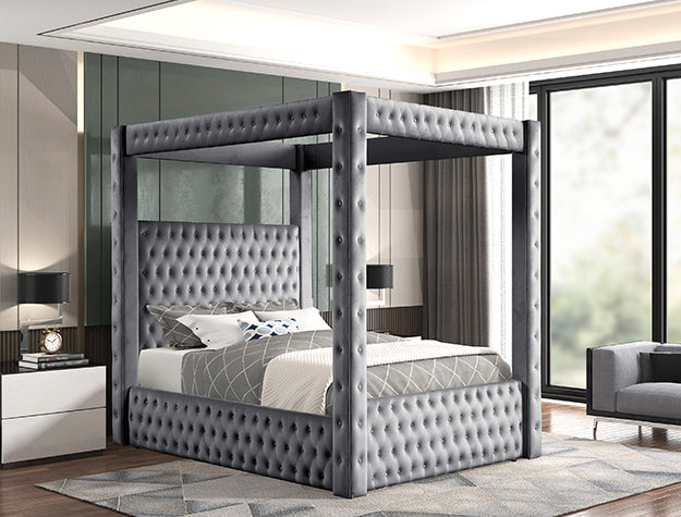 Annabelle Qn Hb+Fb+Canopy+Slat Grey - 5114GY-Q-HBFB