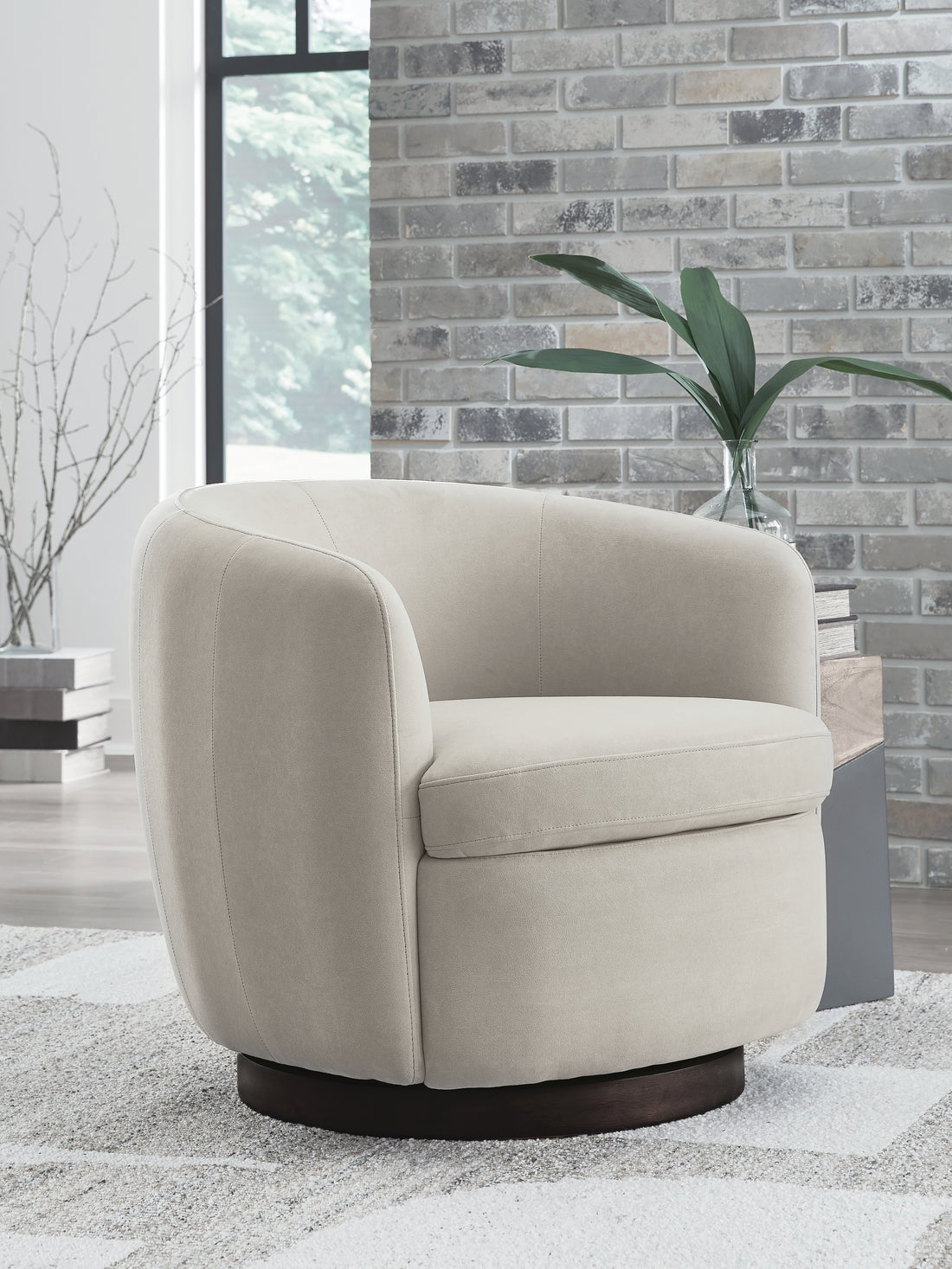 Annbury Light Beige Swivel Accent Chair - A3000786