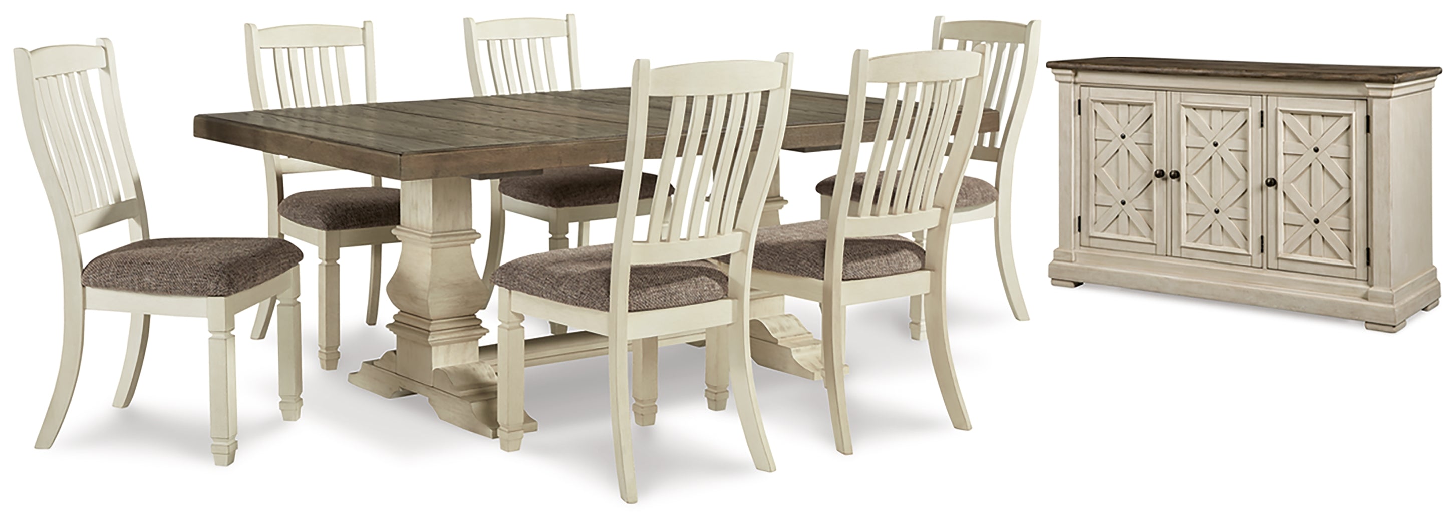 Antique White Bolanburg Dining Table and 6 Chairs with Storage - PKG013292