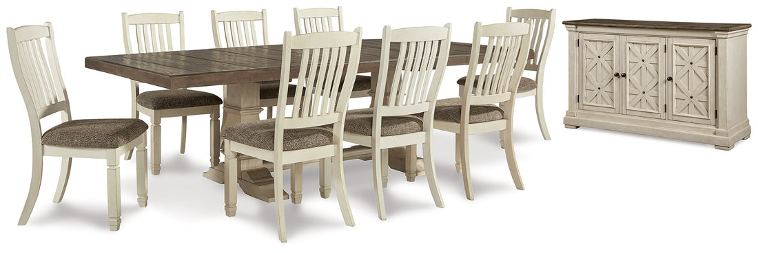 Antique White Bolanburg Dining Table and 8 Chairs with Storage - PKG013294