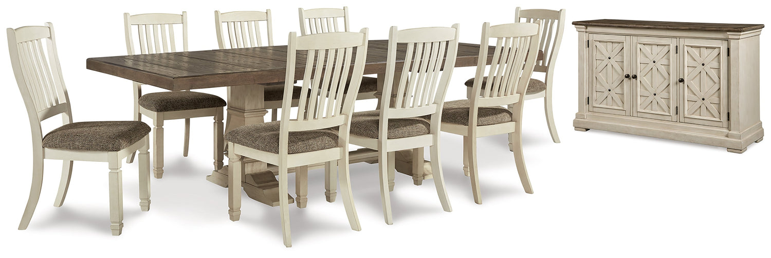 Antique White Bolanburg Dining Table and 8 Chairs with Storage - PKG013294