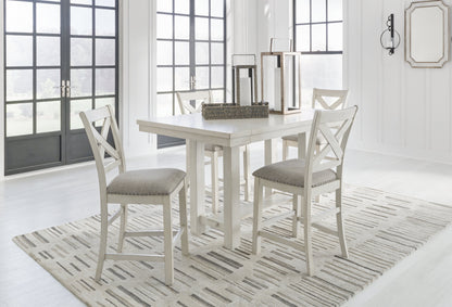 Antique White Robbinsdale Counter Height Dining Table and 4 Barstools - PKG016723