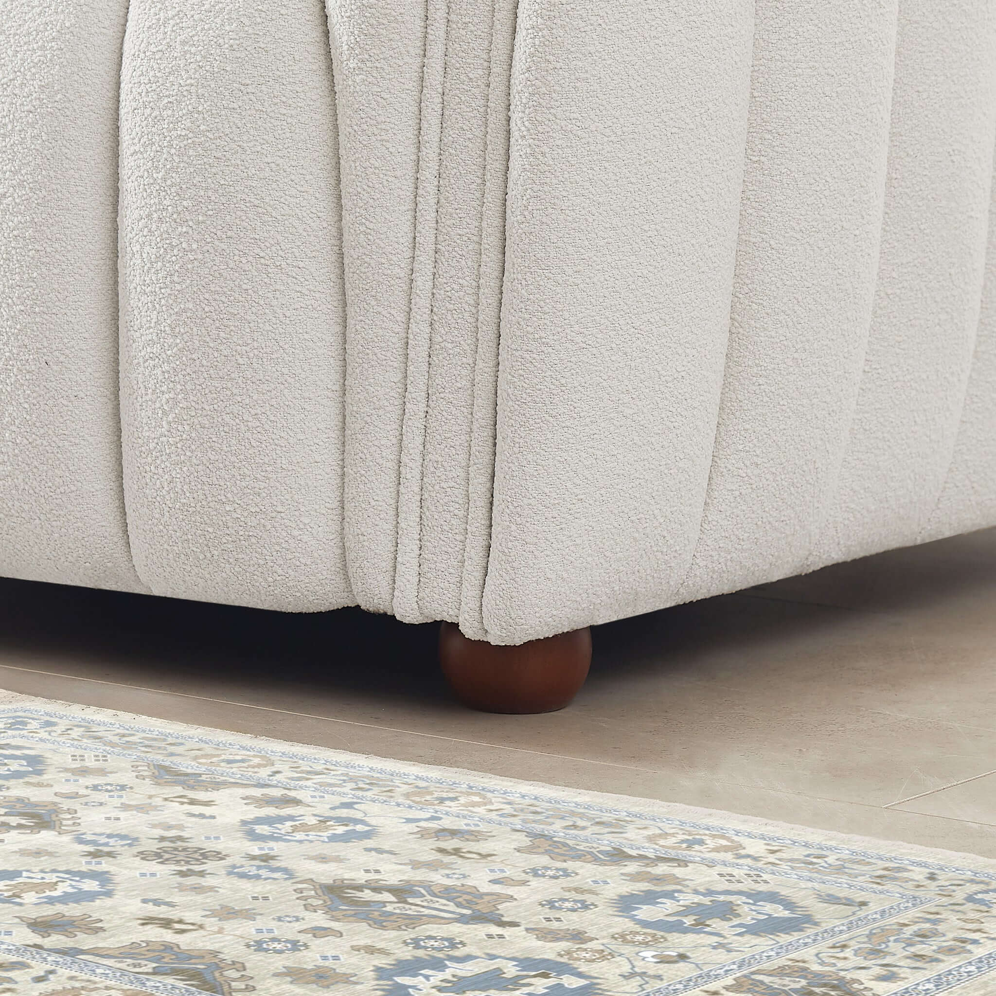 April Mid Century Modern Luxury Tight Back Beige Boucle Couch - SOF00303611