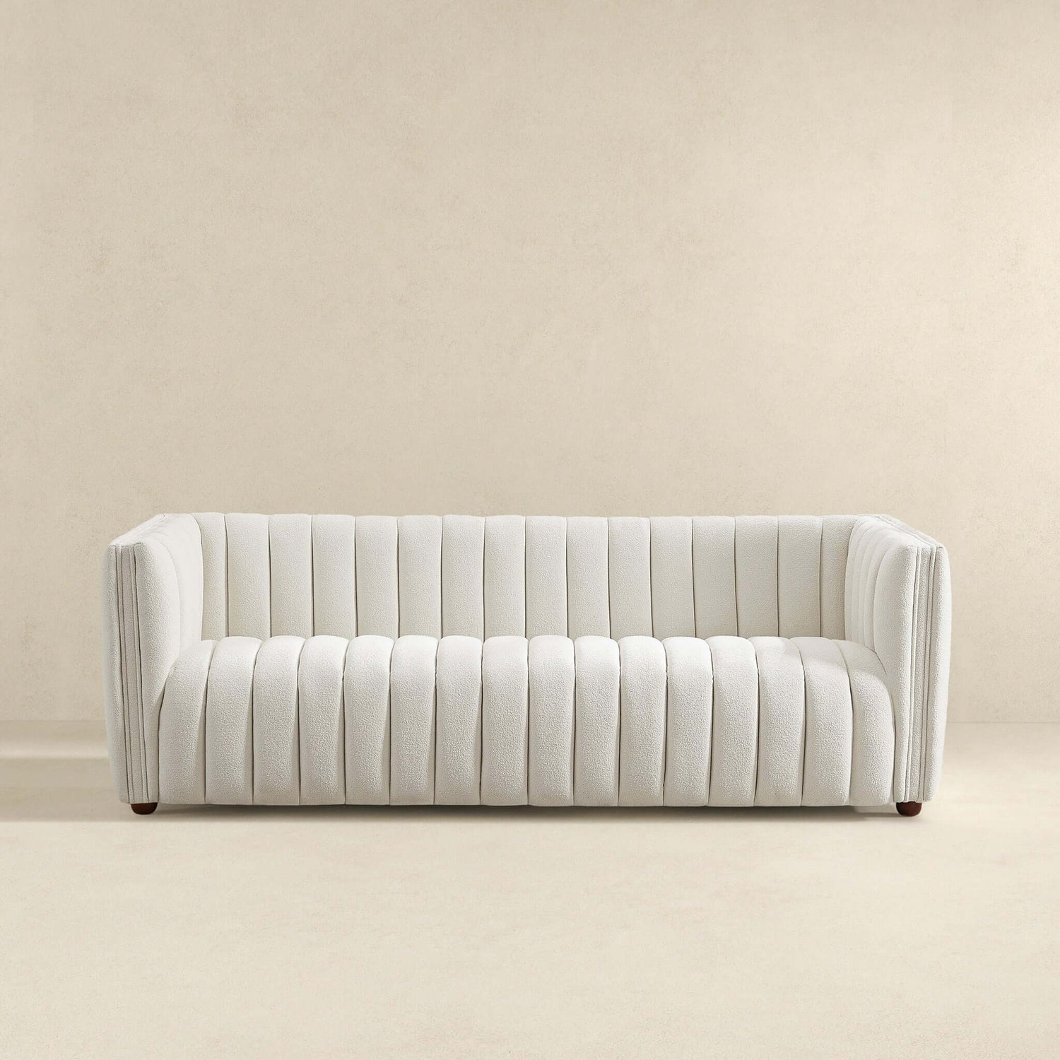 April Mid Century Modern Luxury Tight Back Beige Boucle Couch - SOF00303611