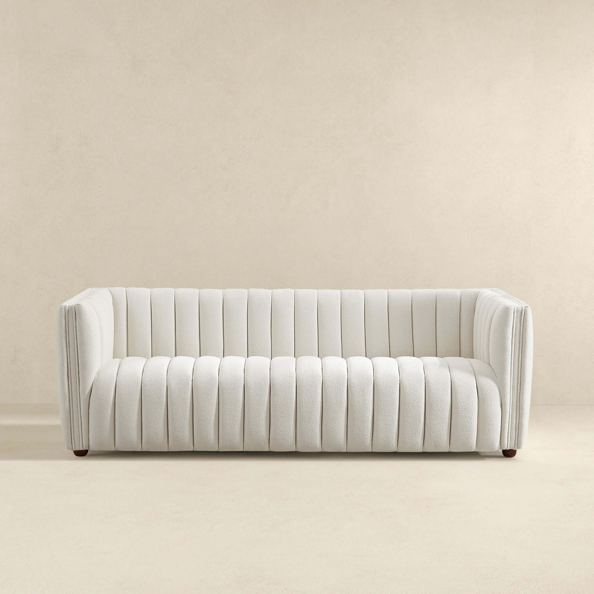 April Mid Century Modern Luxury Tight Back Beige Boucle Couch - SOF00303611