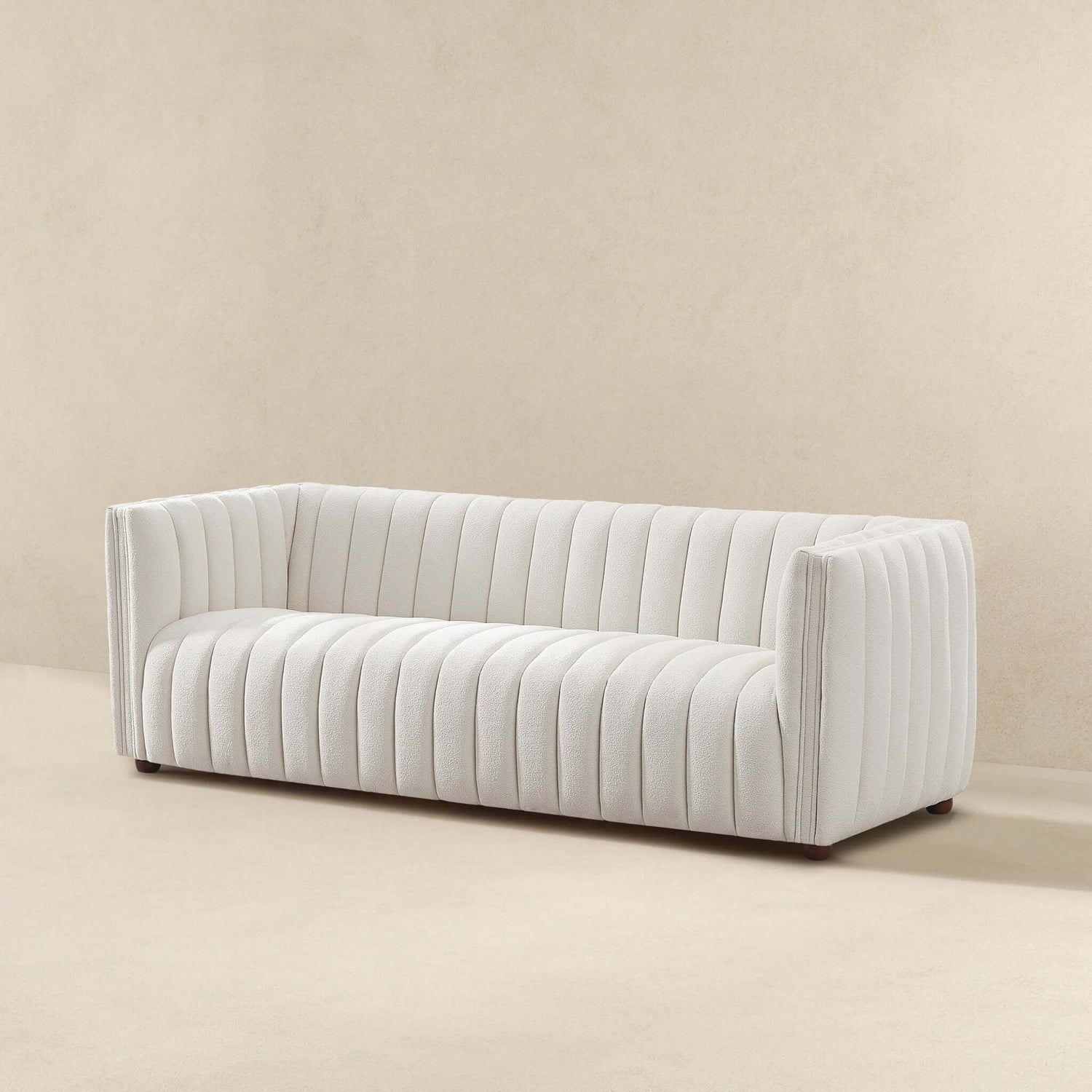 April Mid Century Modern Luxury Tight Back Beige Boucle Couch - SOF00303611