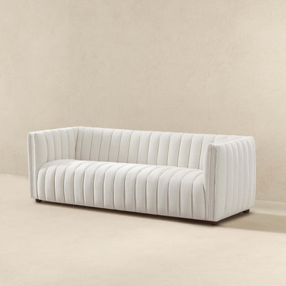 April Mid Century Modern Luxury Tight Back Beige Boucle Couch - SOF00303611