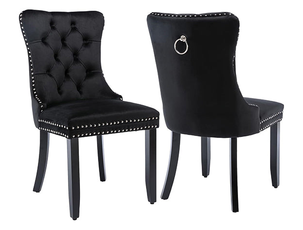 Arabella Accent Chair Black Velvet, Set of 2 - 4902S-BK