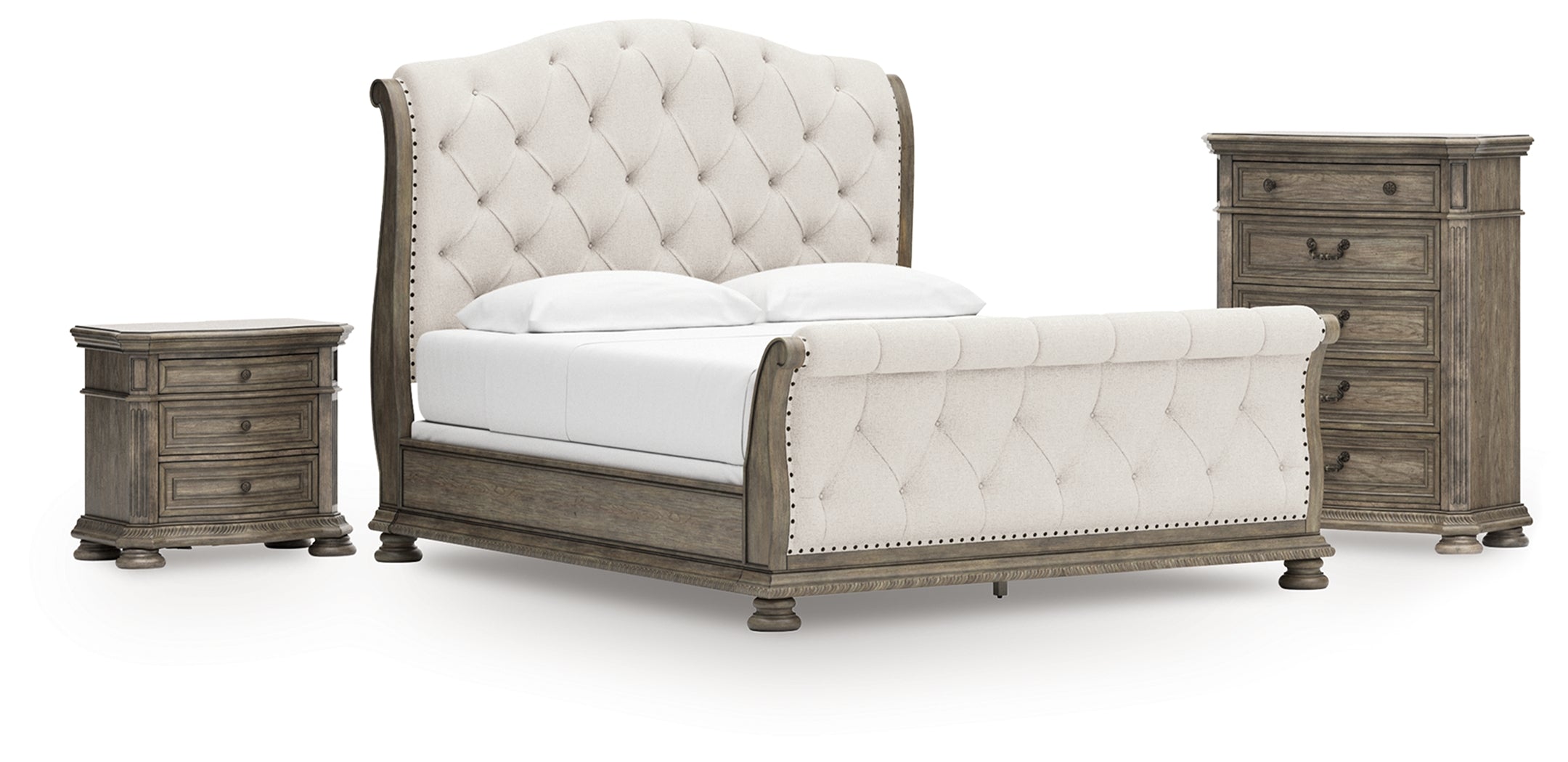 Ardenfield California King Sleigh Bed, Chest and Nightstand - B944B6