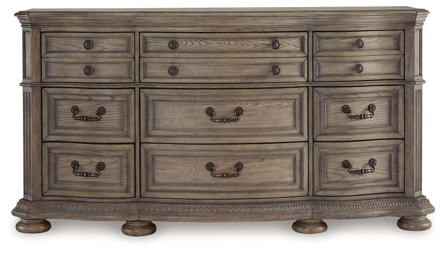 Ardenfield California King Upholstered Sleigh Bed with Dresser in Light Brown from Ashley - Luna Furniture