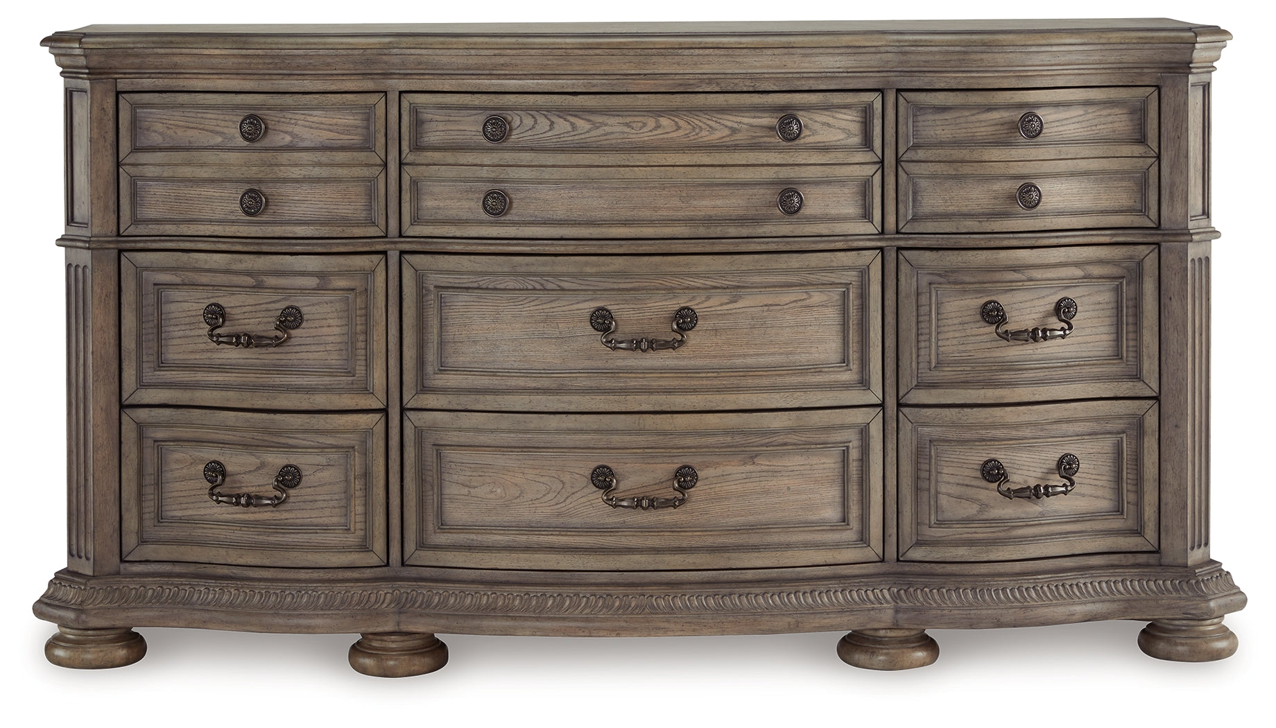 Ardenfield California King Upholstered Sleigh Bed with Dresser in Light Brown from Ashley - Luna Furniture