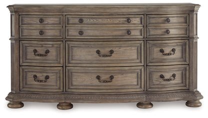 Ardenfield California King Upholstered Sleigh Bed with Dresser in Light Brown from Ashley - Luna Furniture