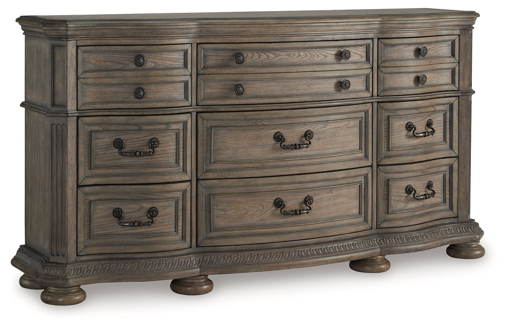 Ardenfield California King Upholstered Sleigh Bed with Dresser in Light Brown from Ashley - Luna Furniture