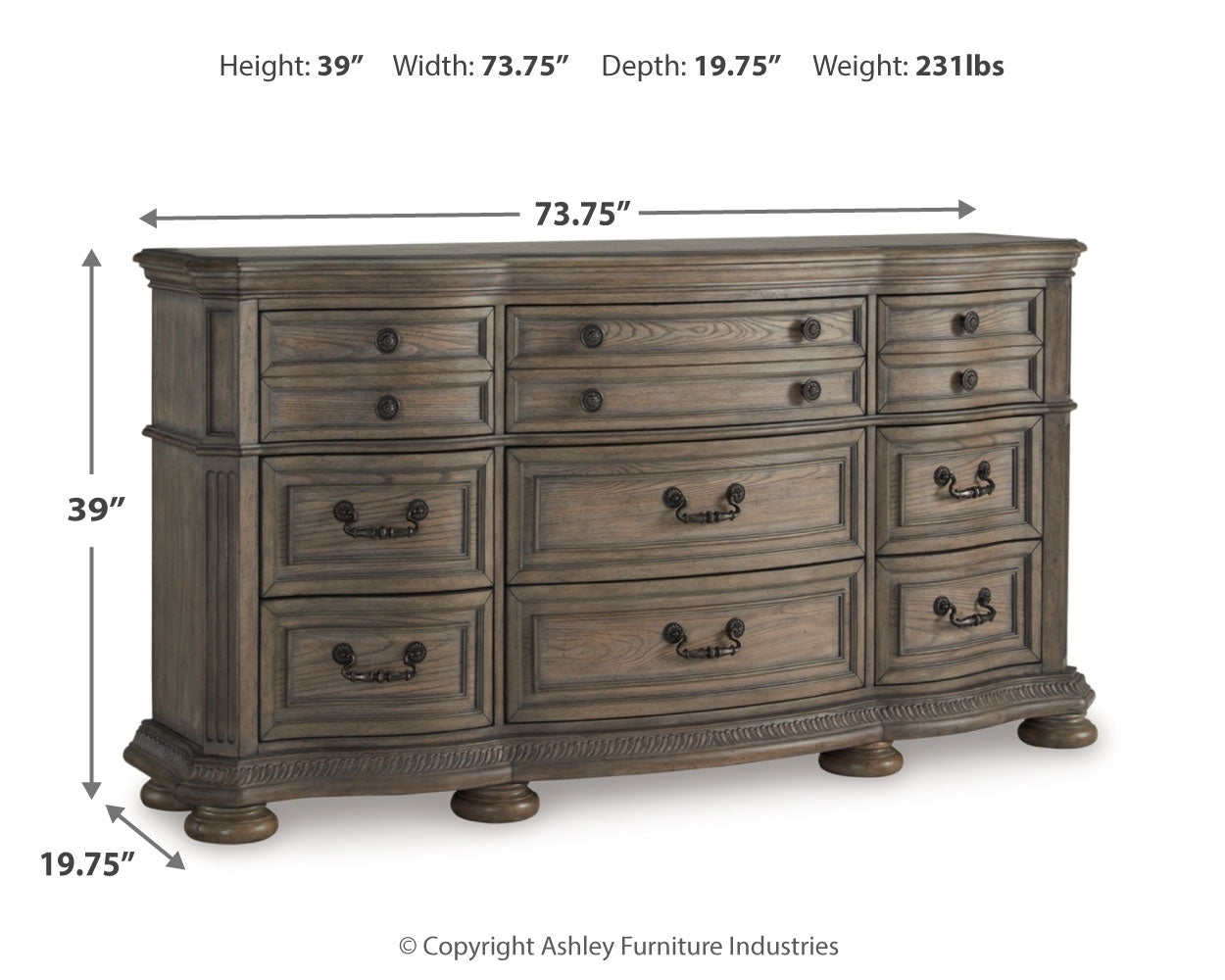 Ardenfield California King Upholstered Sleigh Bed with Dresser in Light Brown from Ashley - Luna Furniture