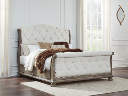 Ardenfield Light Brown California King Upholstered Sleigh Bed - B944B5