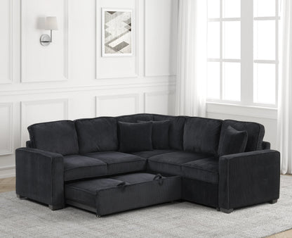 Ariel Black Sectional With Pull-Out Bed - ARIEL BLACK