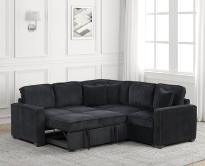 Ariel Black Sectional With Pull-Out Bed - ARIEL BLACK