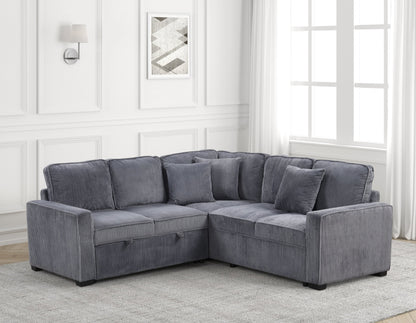 Ariel Charcoal Sectional With Pull-Out Bed - ARIEL CHARCOAL