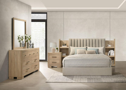 Arielle 4-piece Eastern King Bedroom Set Light Oak - 223111KE-S4