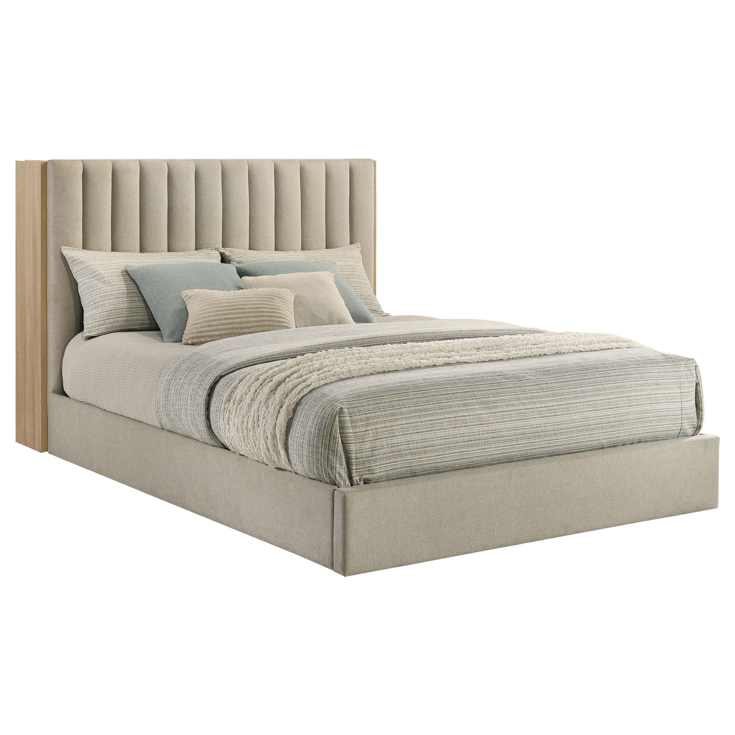 Arielle Eastern King Bookcase Panel Storage Bed Light Oak - 223111KE