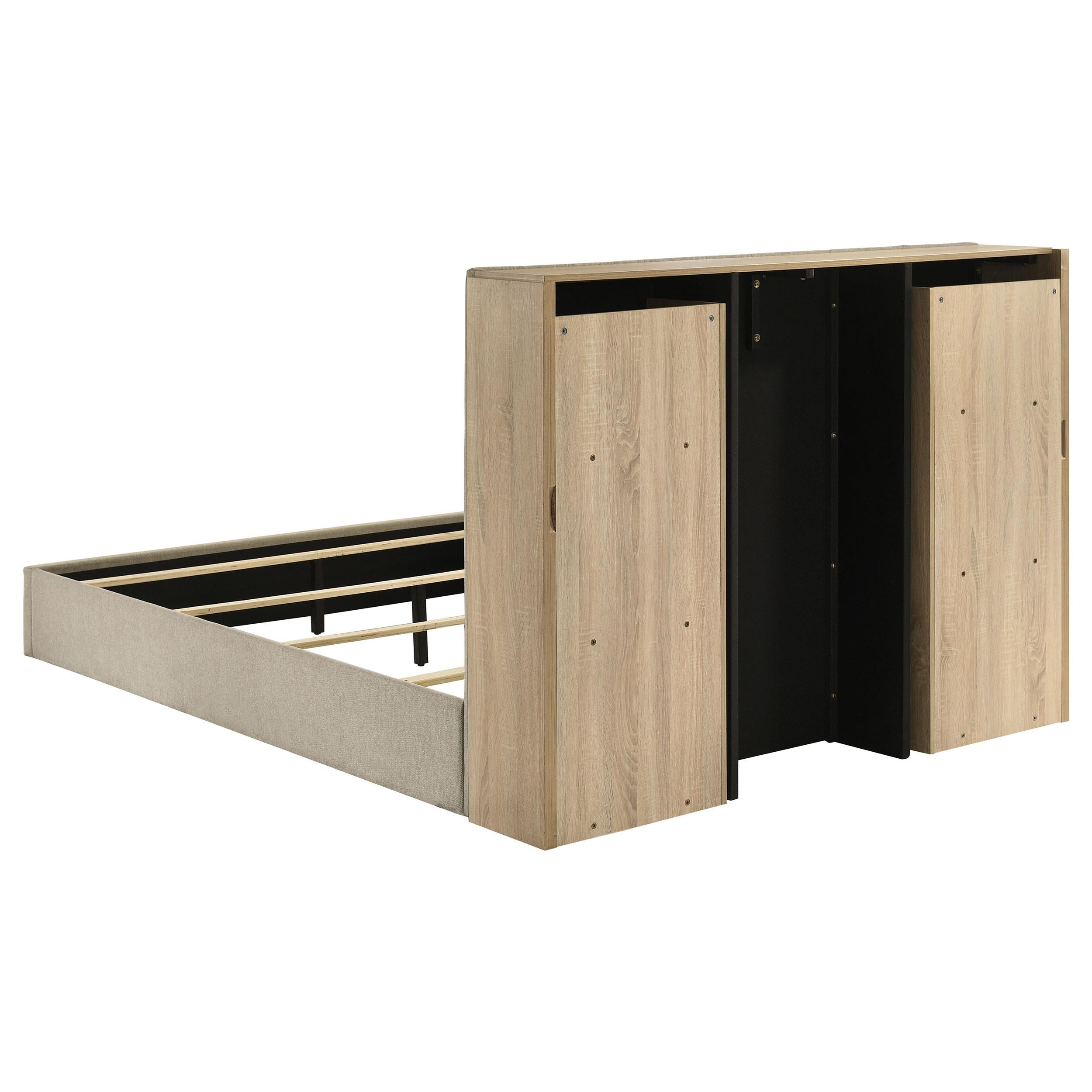 Arielle Eastern King Bookcase Panel Storage Bed Light Oak - 223111KE
