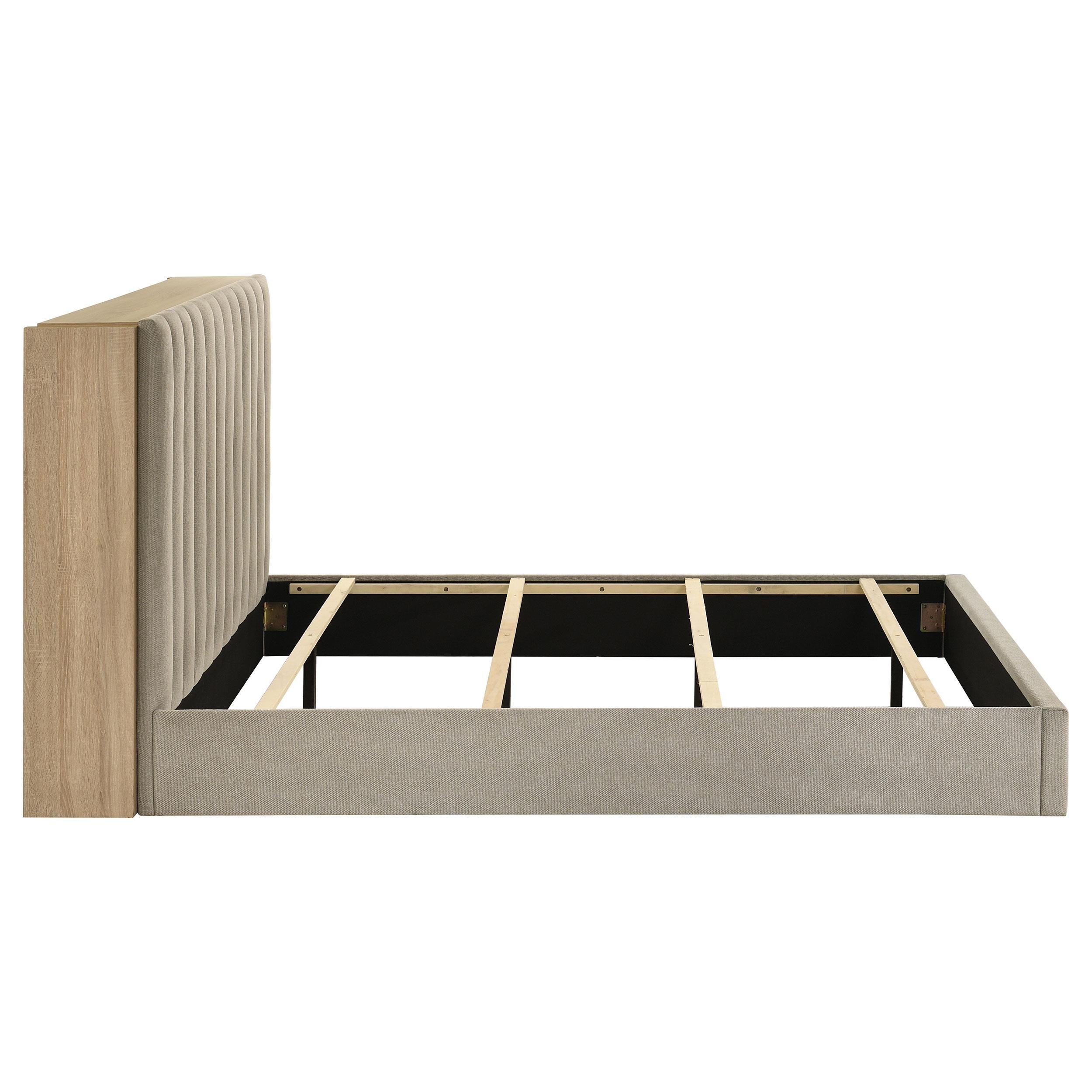 Arielle Eastern King Bookcase Panel Storage Bed Light Oak - 223111KE