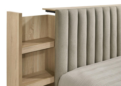 Arielle Eastern King Bookcase Panel Storage Bed Light Oak - 223111KE