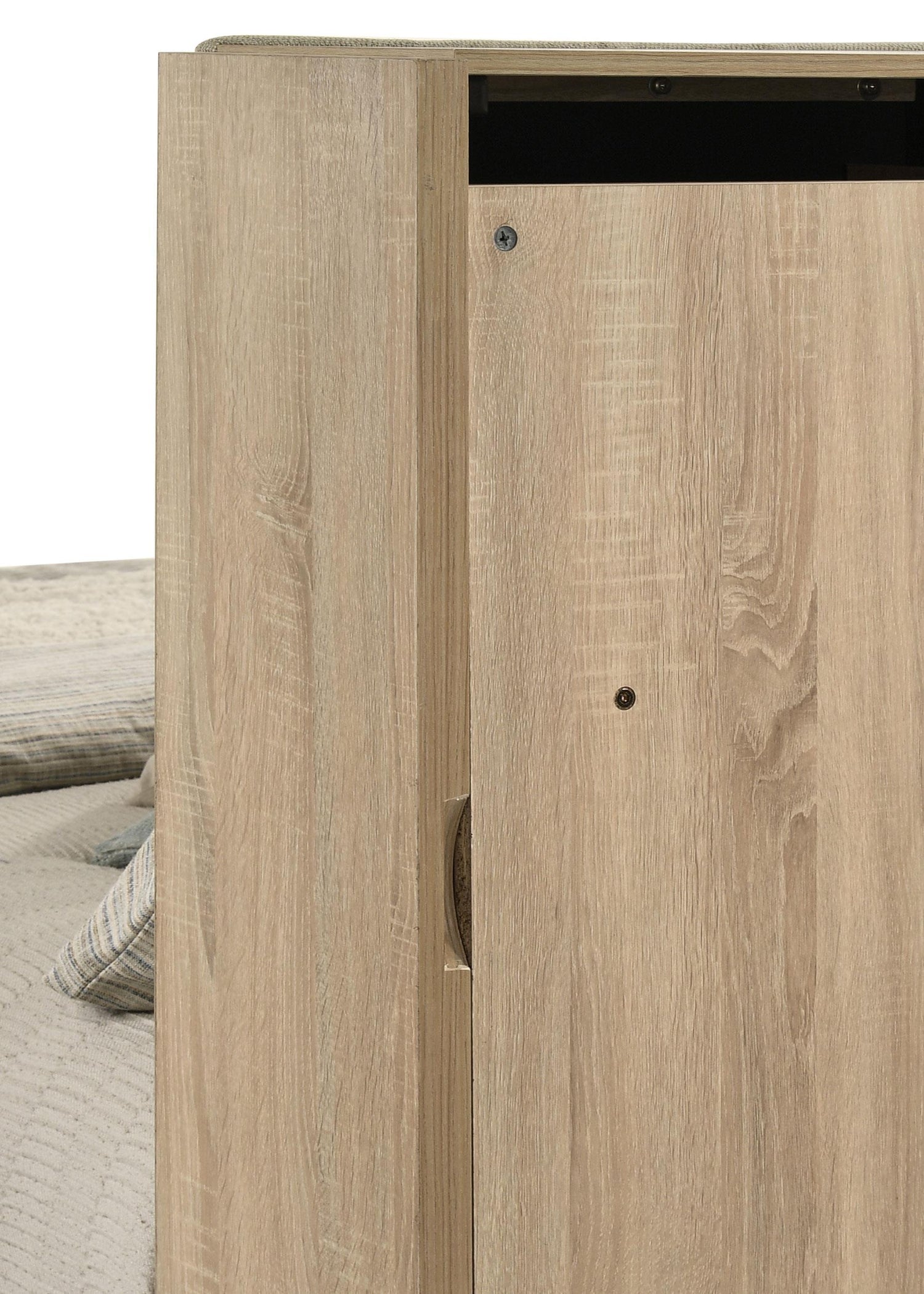 Arielle Eastern King Bookcase Panel Storage Bed Light Oak - 223111KE