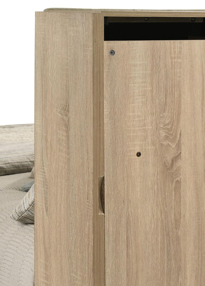 Arielle Eastern King Bookcase Panel Storage Bed Light Oak - 223111KE