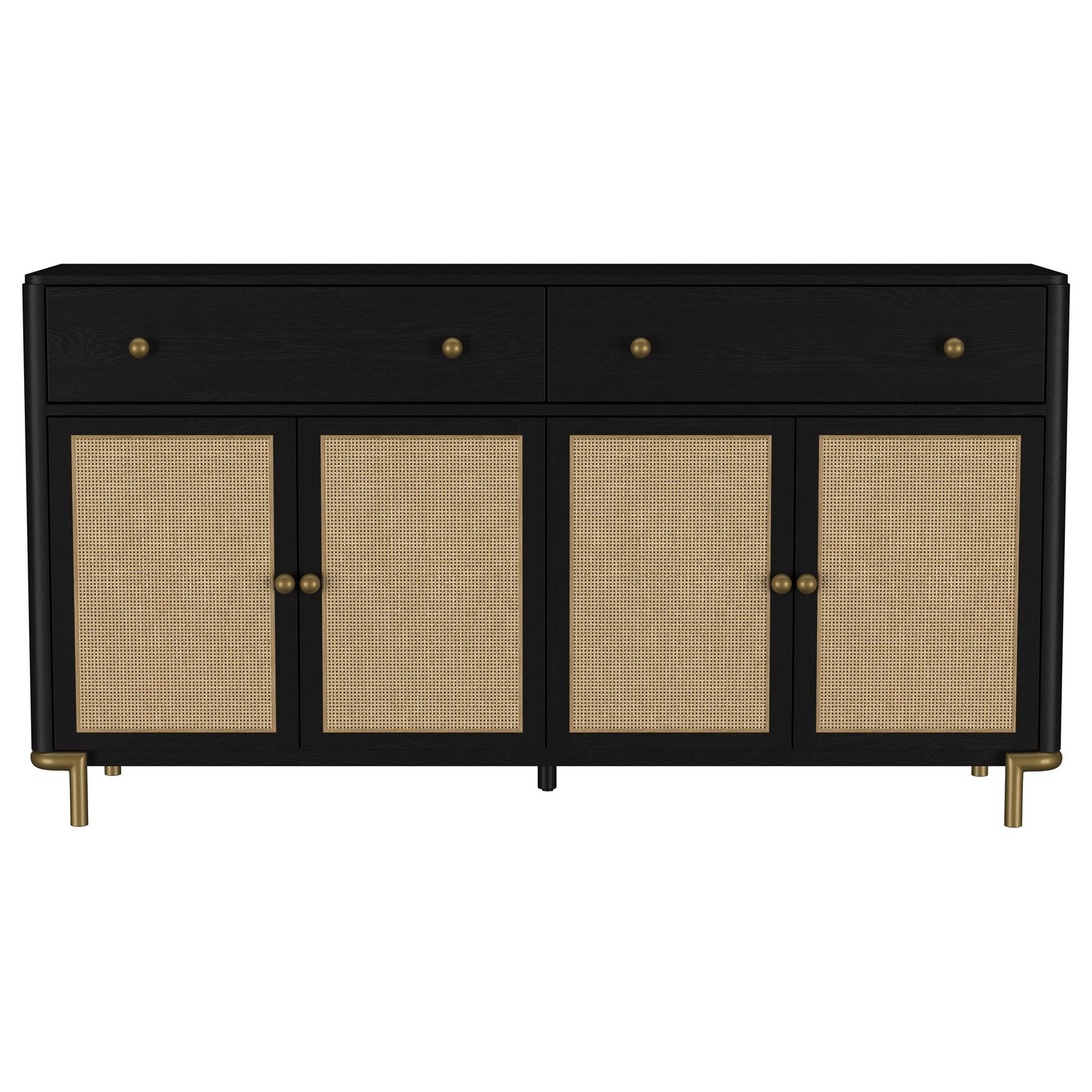 Arini 2-drawer Cane Door Dining Sideboard Server Black - 108935BLK