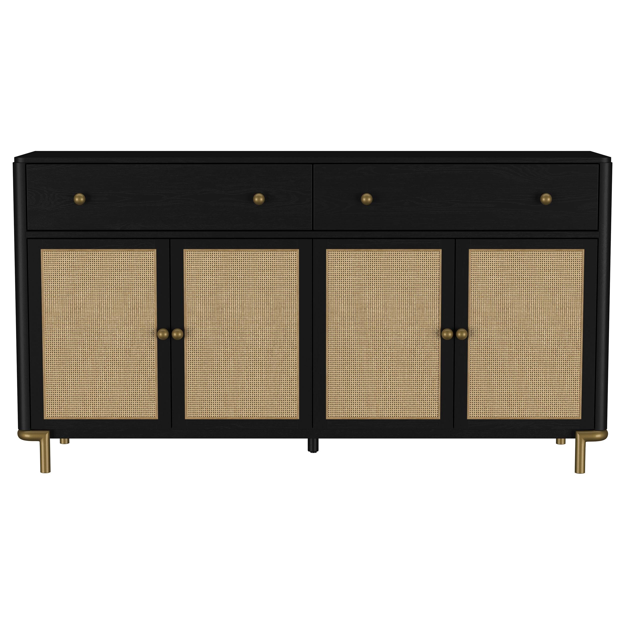 Arini 2-drawer Cane Door Dining Sideboard Server Black - 108935BLK