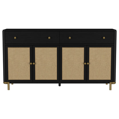 Arini 2-drawer Cane Door Dining Sideboard Server Black - 108935BLK