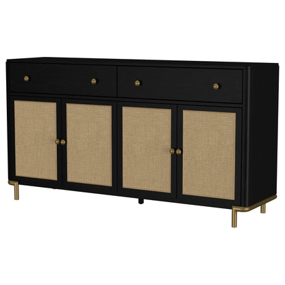 Arini 2-drawer Cane Door Dining Sideboard Server Black - 108935BLK