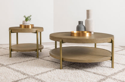 Arini 2-piece Round Coffee and End Table Set Sand Wash - 706188-S2