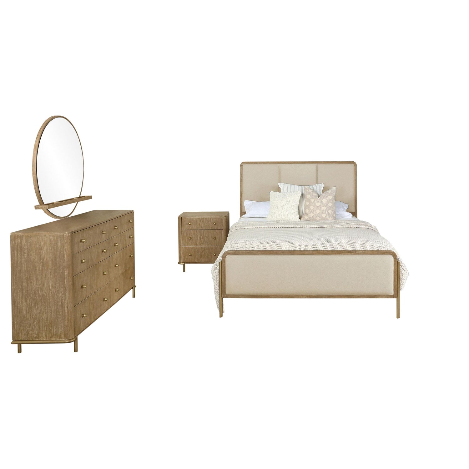 Arini 4-piece Eastern King Bedroom Set Cream and Sand Wash - 224301KECRM-S4