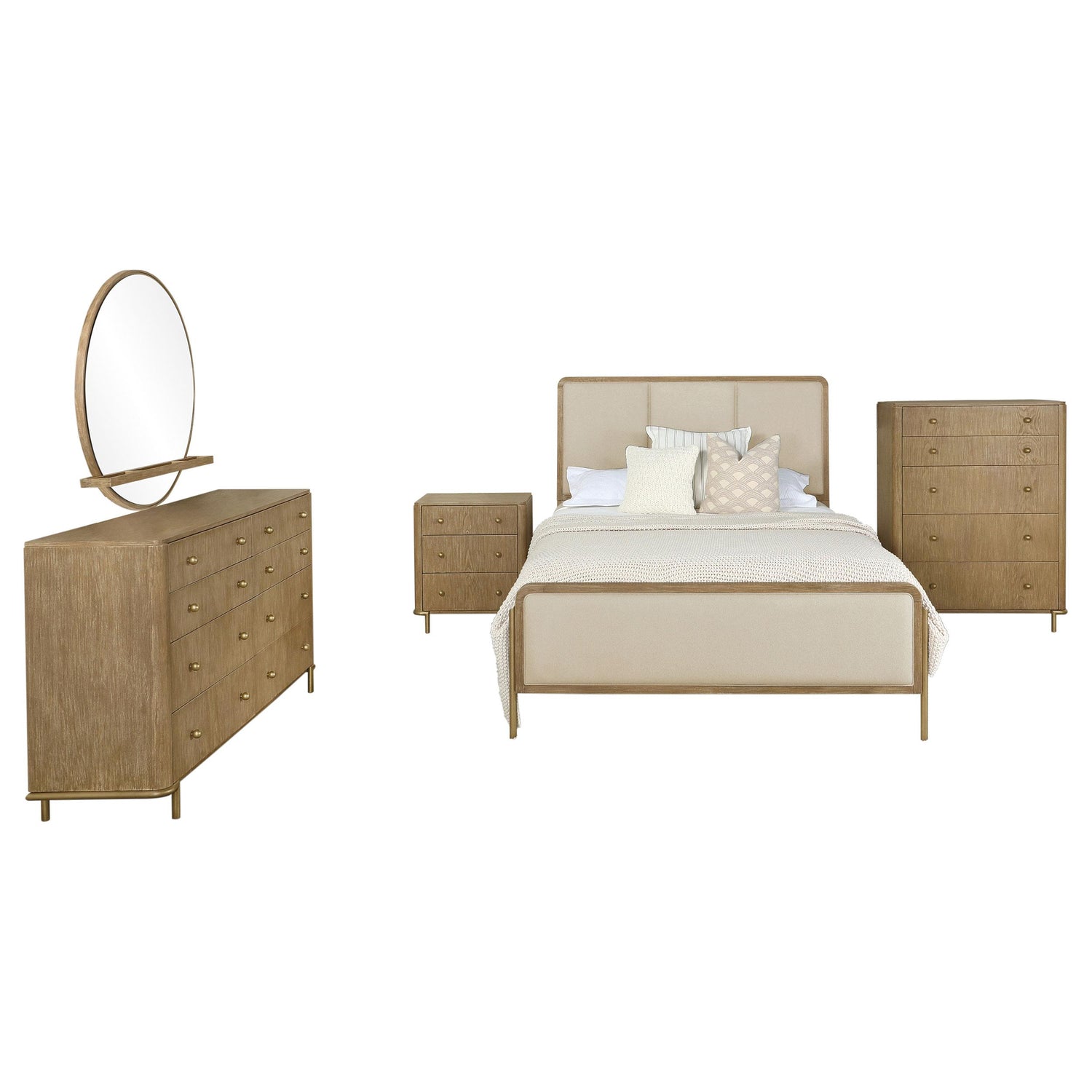 Arini 5-piece Queen Bedroom Set Cream and Sand Wash - 224301QCRM-S5