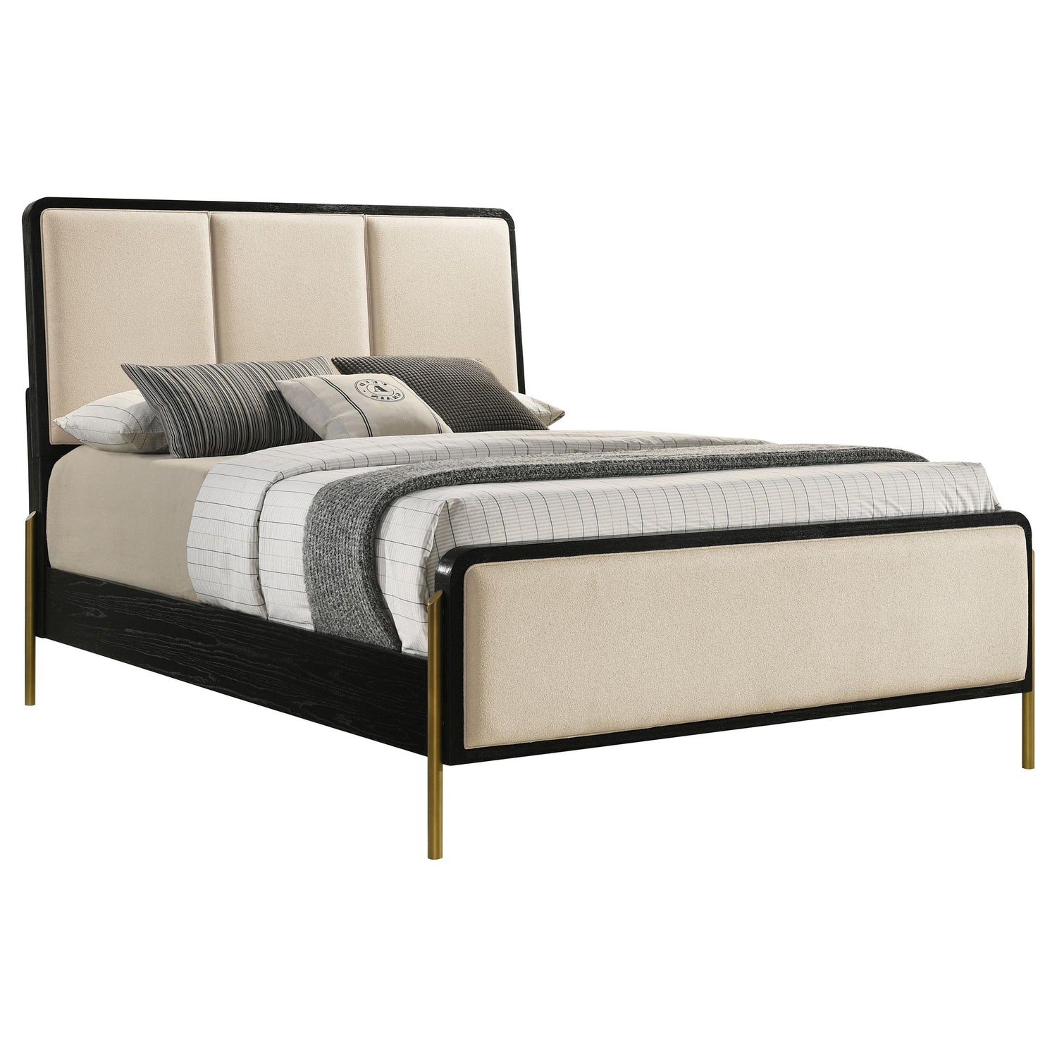 Arini 56-inch California King Panel Bed Cream and Black - 224331KWCRM