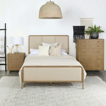 Arini 56-inch California King Panel Bed Cream and Sand Wash - 224301KWCRM