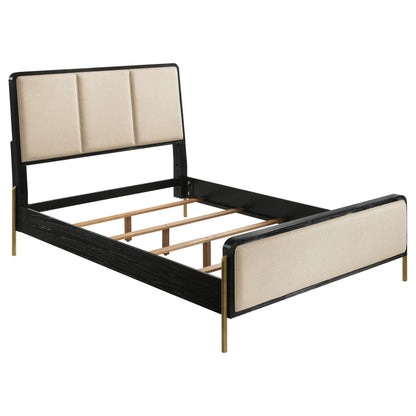 Arini 56-inch Eastern King Panel Bed Cream and Black - 224331KECRM