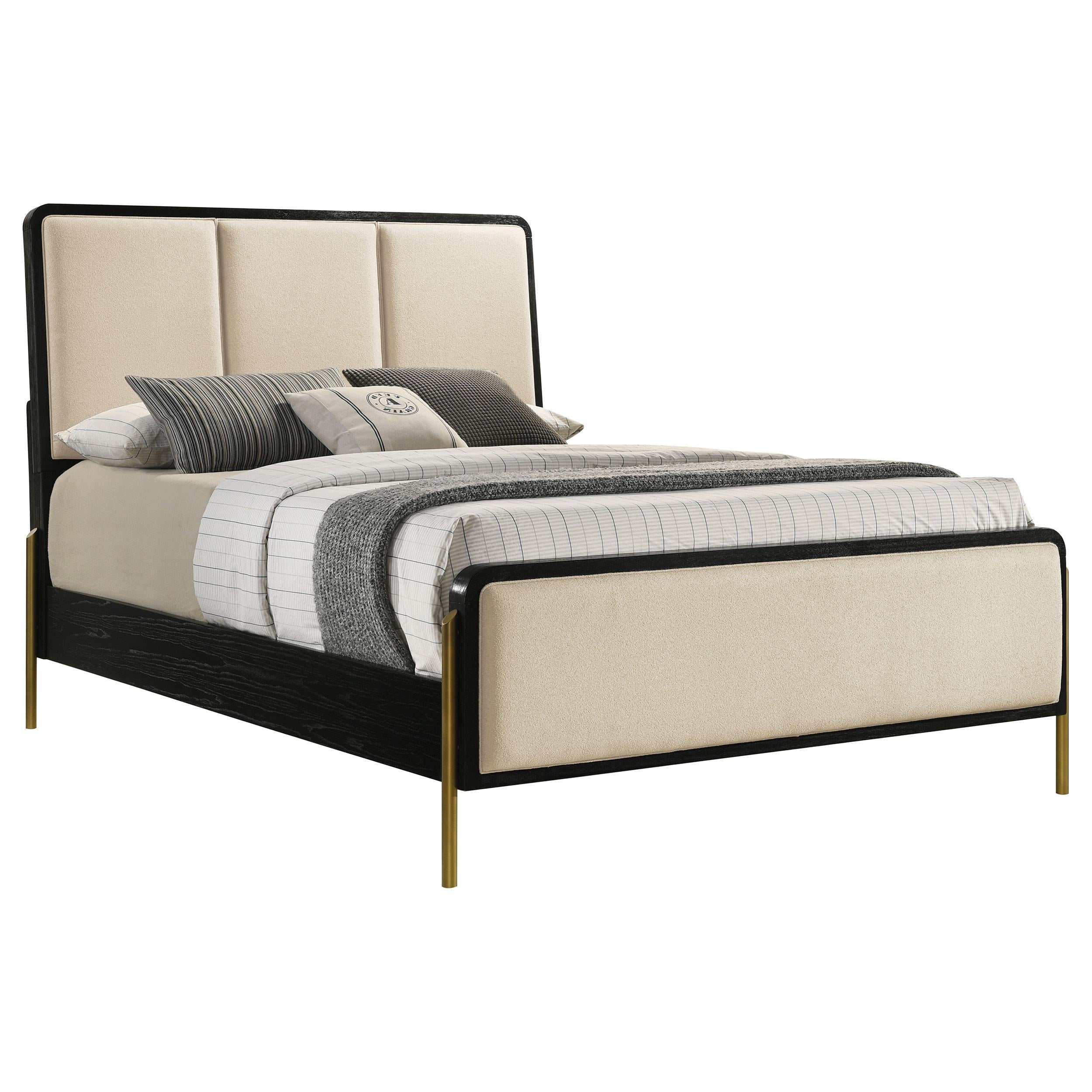 Arini 56-inch Queen Panel Bed Cream and Black - 224331QCRM