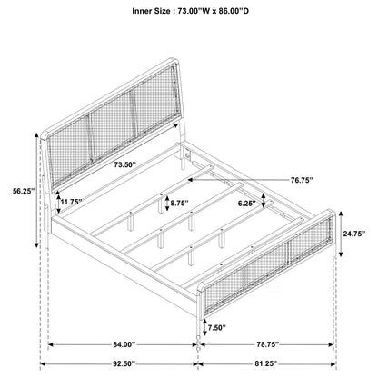 Arini Rattan California King Panel Bed Black and Natural - 224330KW