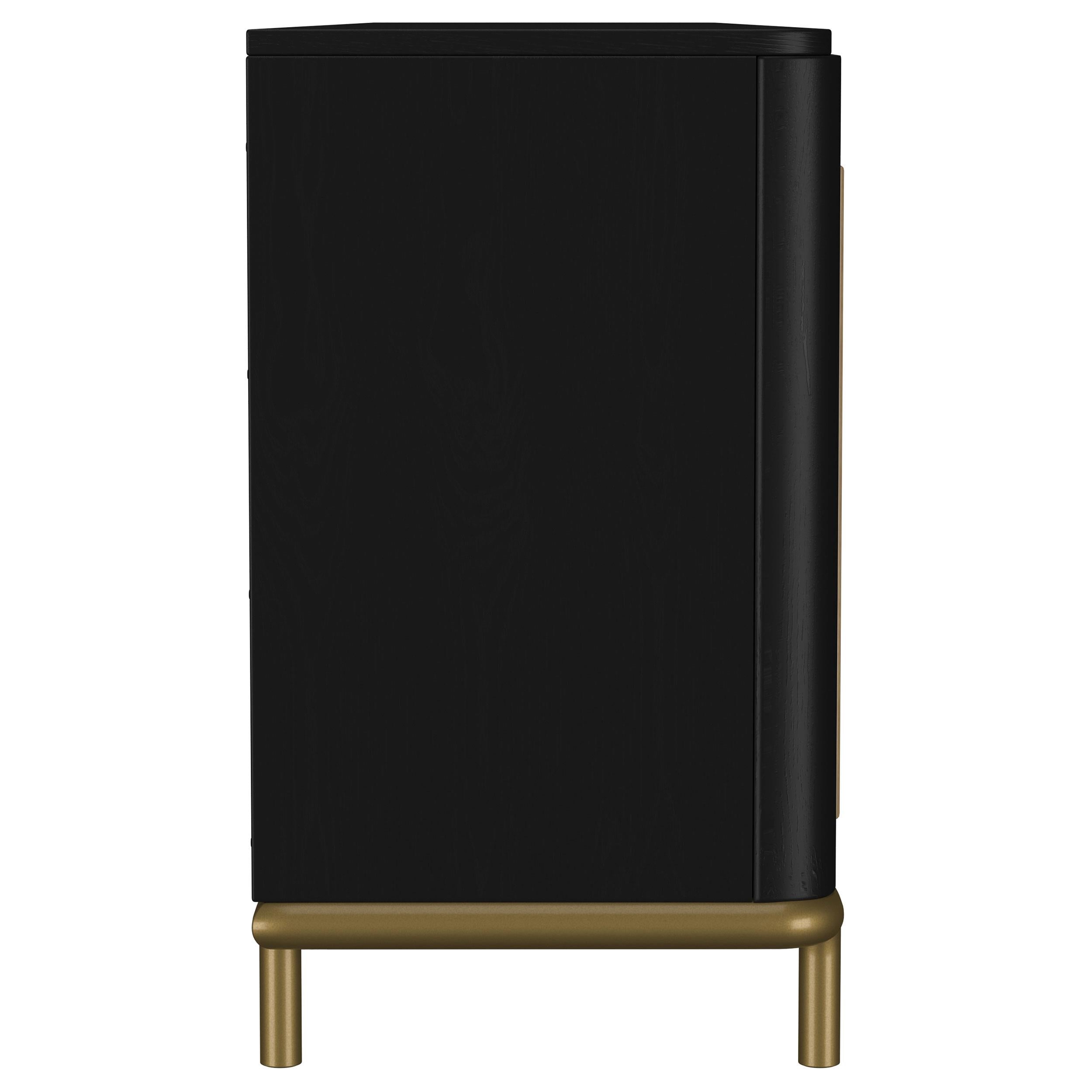 Arini Rattan Cane 2-door TV Stand Media Console Black - 720263